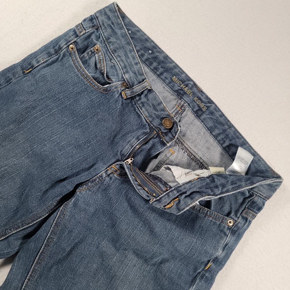 Michael Kors Bootcut Jeans Womens 8 Blue Solid Regular Fit Cotton Stretch Casual